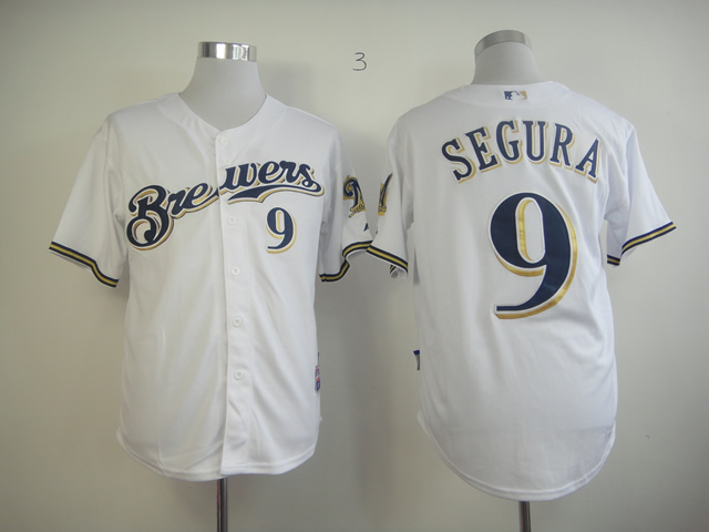 Men Milwaukee Brewers 9 Segura White MLB Jerseys